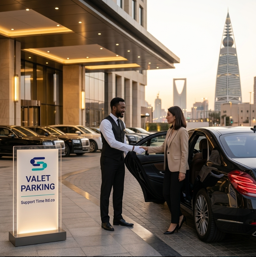 Support Time team receiving a client at a premium drop-off area