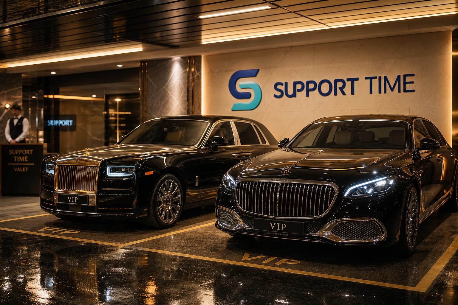 Support Time VIP valet — Rolls-Royce and Maybach at the entrance